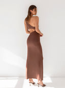 DRESS AMARA MAXI BROWN