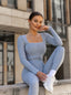 BLUSE RISETTE - STAUBIGES BLAU