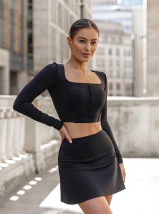 BLUSE RISETTE - SCHWARZ