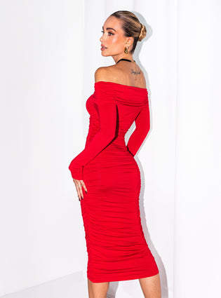 KLEID FELICIA MIDI ROT