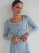 BLOUSE RISETTE DUSTY BLUE