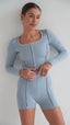BLUSE RISETTE - STAUBIGES BLAU